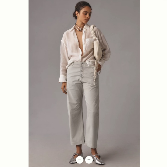 Anthropologie The Arin Mid-Rise Button-Front Barrel Pant by Pilcro - Picture 1 of 4